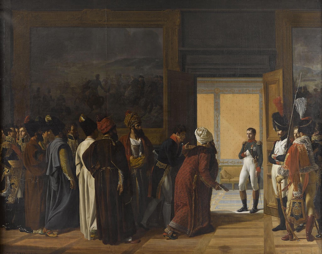Napoléon  Ier reçoit au château de Finkenstein en Pologne, l'Ambassadeur du Shah de Perse (Georges Outrey, vice-consul de France à Bagdad, présente Mohammed Mirza Reza)