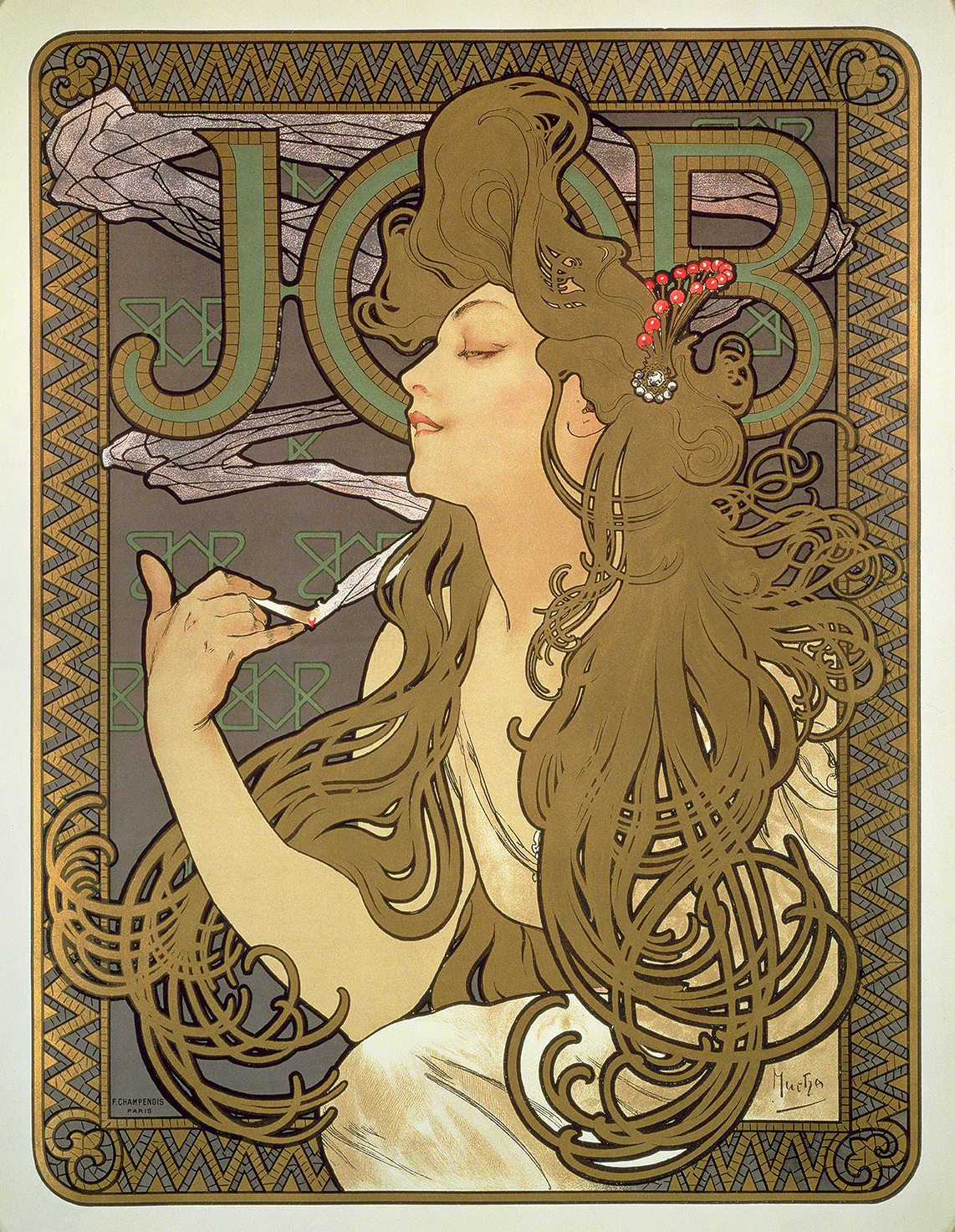 Affiche pour le papier à cigarette Job 1896
