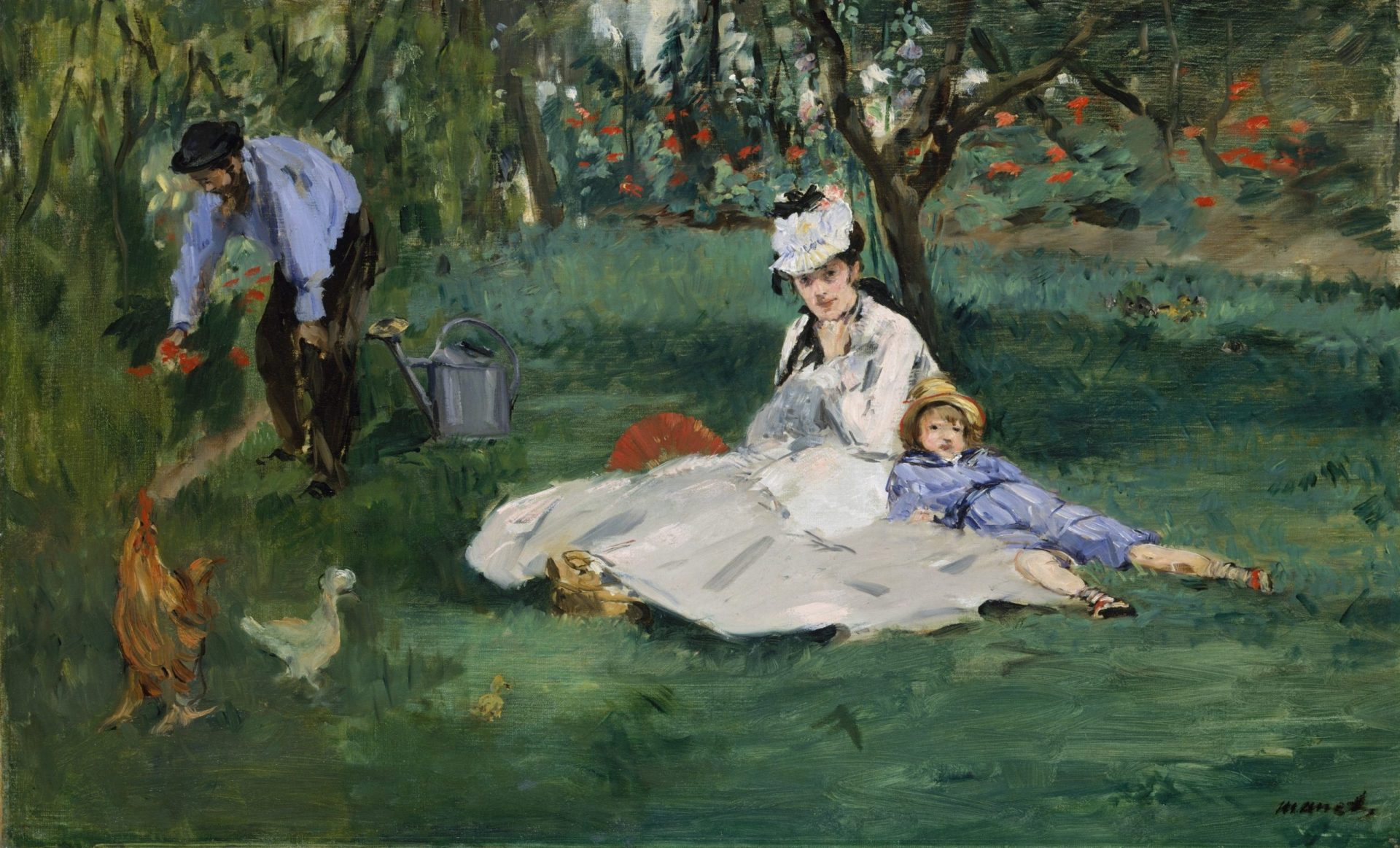 Manet, les Monet dans leur jardin à Argenteuil